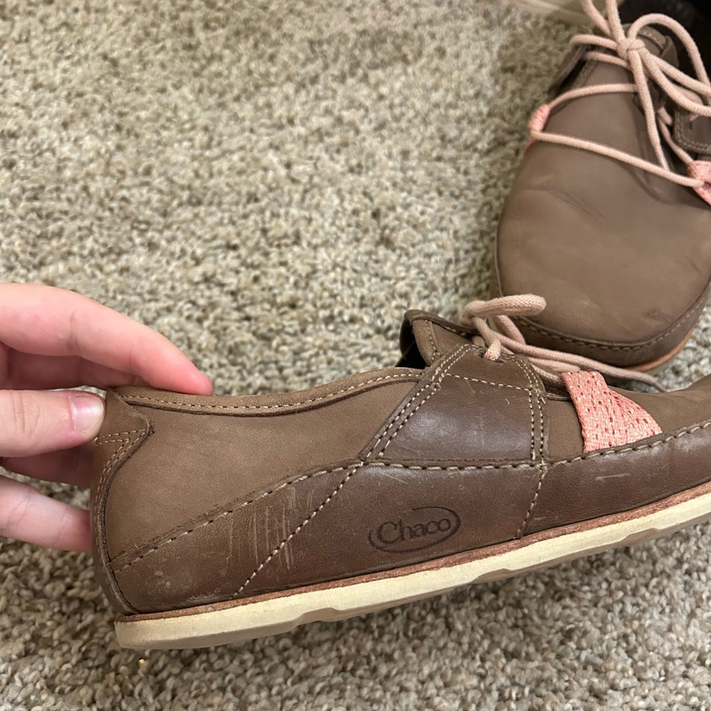 Chaco Women's Harper Casual Lace Shoes Soft Nubuck Caribou Leather Size 10 Brown - Picture 7 of 13